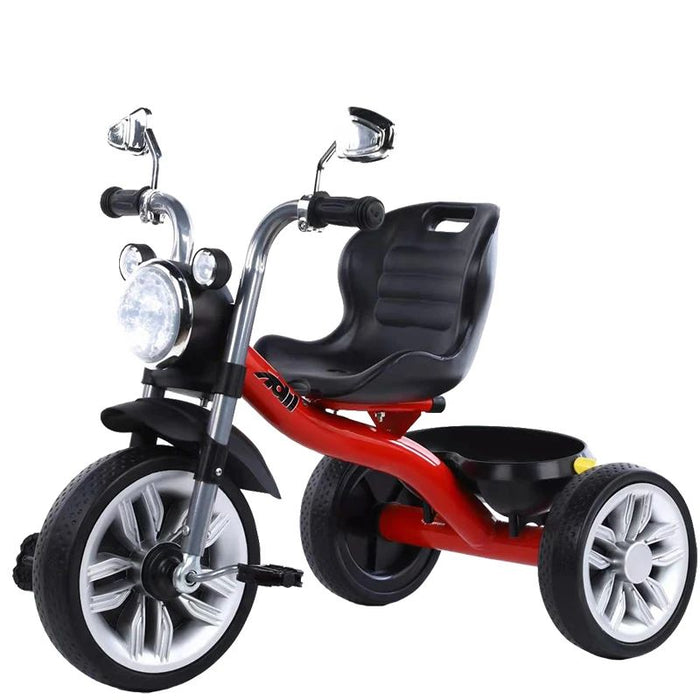 Adventure Kids Motorcycle Tricycle | Motorbike Style | Headlight | Padded Seat | Rear Tray | Ages 1-5 | Red
