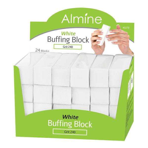 Almine White Buffing Block Display, 24 Count, White