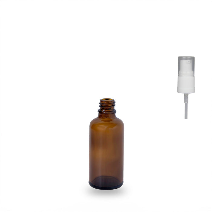 Amber Glass Bottle - (Serum / Gel Pump) - 50ml - 18mm