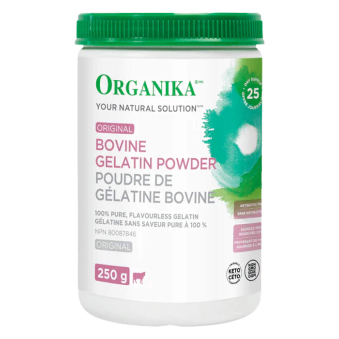 Bottle of Organika Bovine Gelatin Powder 250g Powder