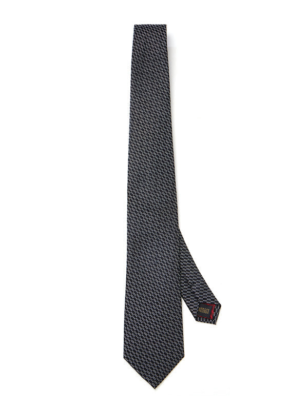 Campania Structure Black & White Silk Tie
