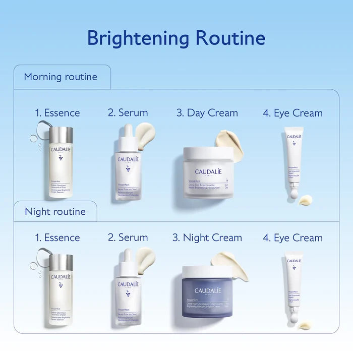 Caudalie Vinoperfect Radiance Serum 30ml bottle with dropper, natural skincare for brightening and evening skin tone.