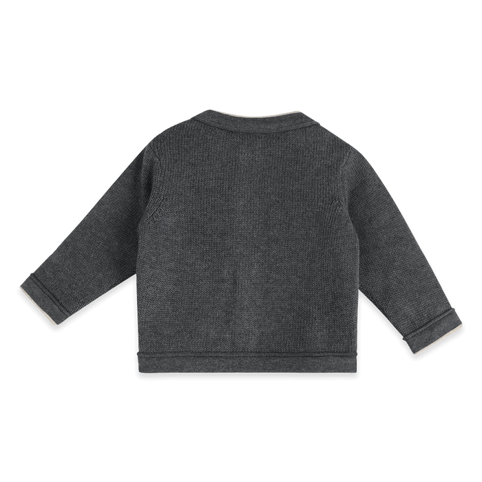 Organic Cotton Charles Classic Cable Knit Baby Cardigan, Back