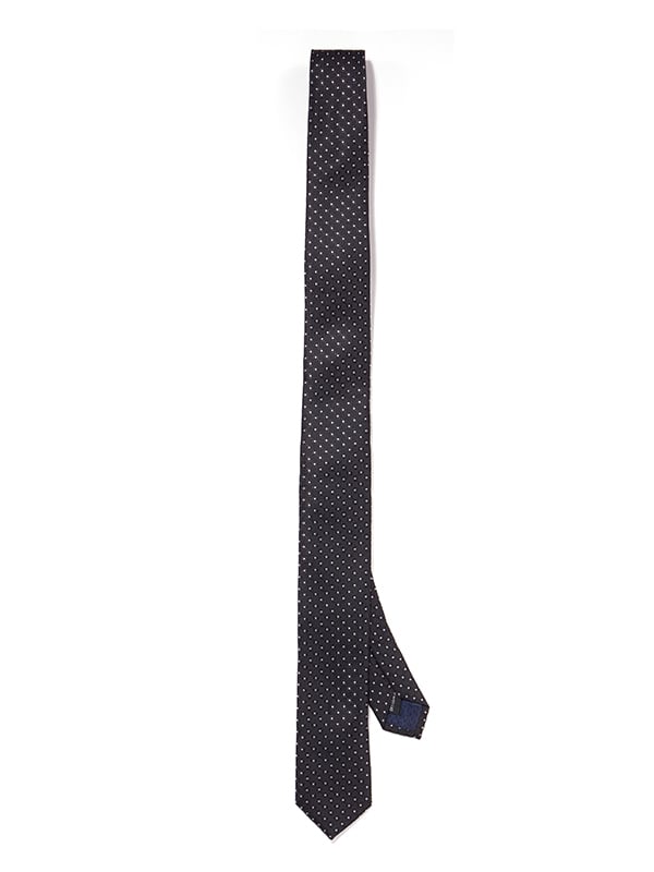 Checks Black & White Polyester Skinny Tie