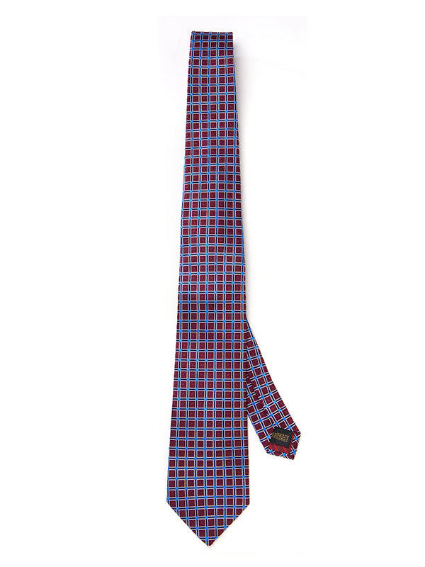 Como Checks Dark Maroon Silk Tie