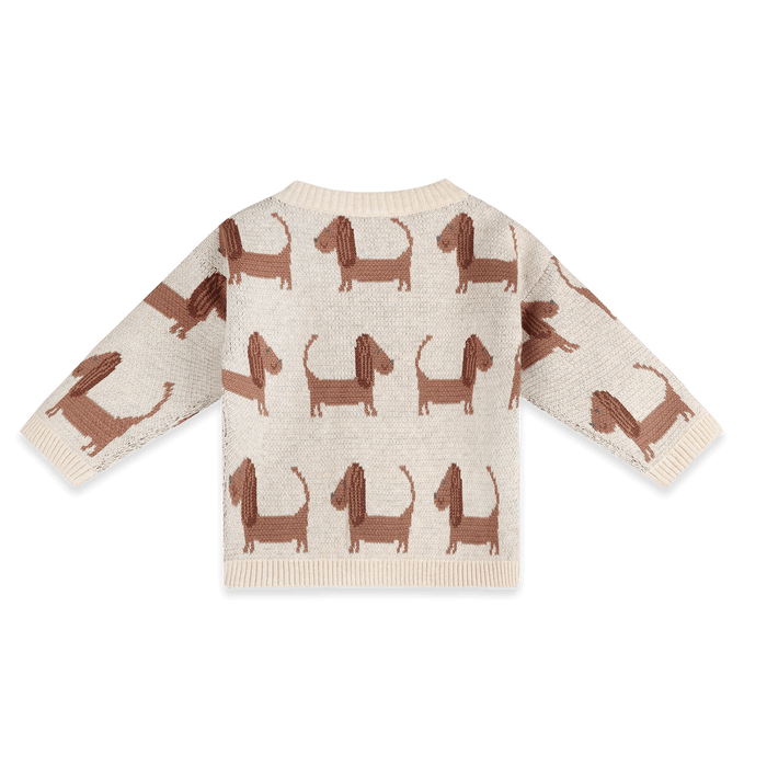 Organic Cotton Doxie Dog Jacquard Knit Baby Pullover, Back