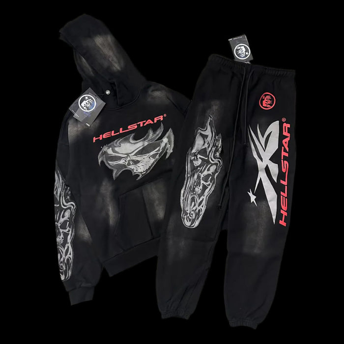 Hellstar Tracksuit Set Black & Red