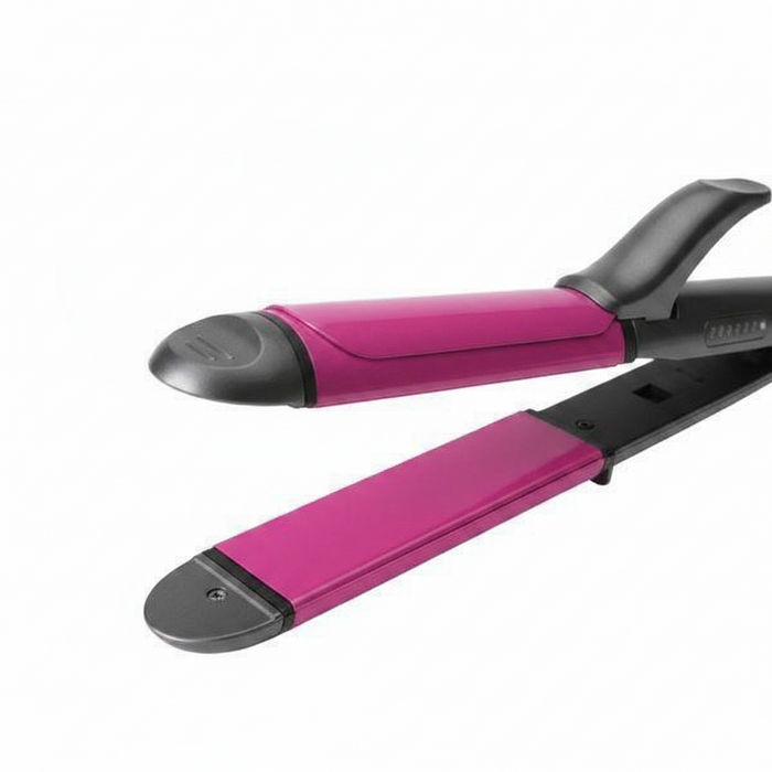 Hot & Hotter 2 in 1 Ceramic Flat Iron Hair Styler 1 1/4 Inch, 1 Count, Black & Pink