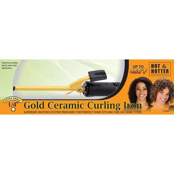 Hot & Hotter Gold Ceramic Electric Curling Iron 1/4 Inch, 1 Count, Gold