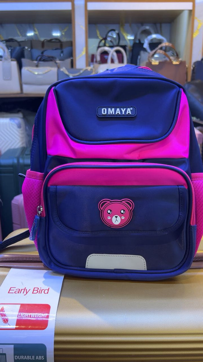 Omaya Kids School Backpack - Navy Blue & Pink (Early Bird Lightweight)