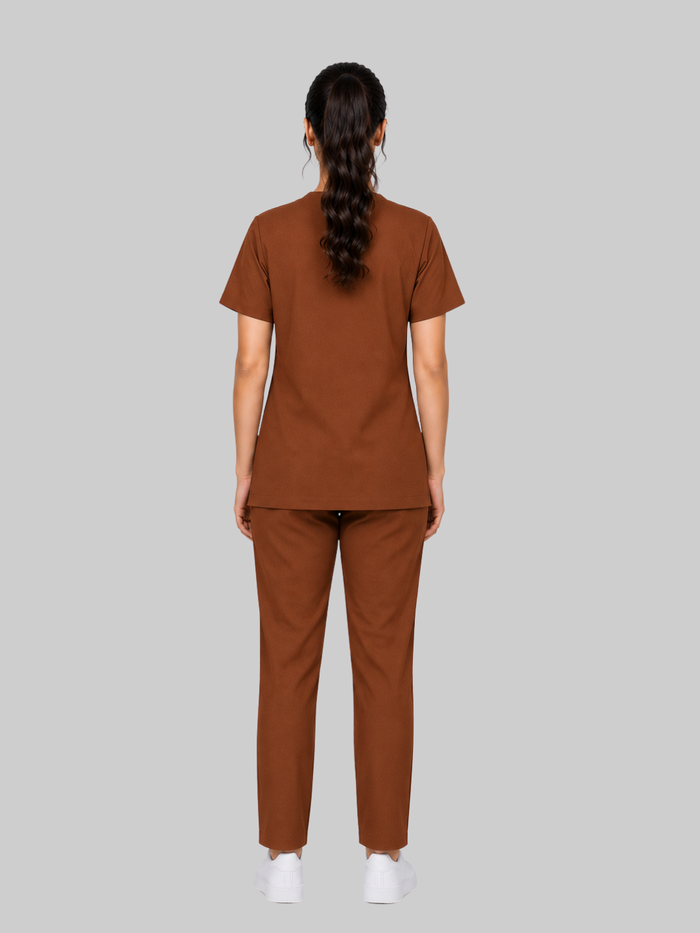 ONYX 4 POCKET V NECK WOMEN (BROWN) SCRUB