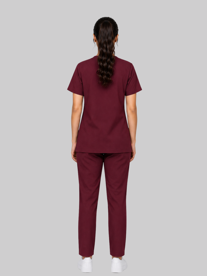 ONYX 4 POCKET V NECK WOMEN (MAROON) SCRUB
