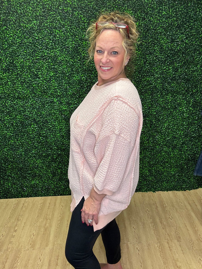 Peach Popcorn Pullover