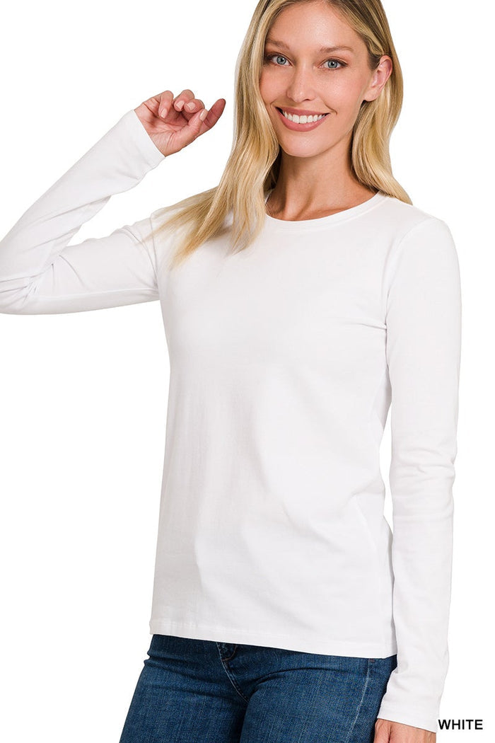 Plus Essential Long Sleeve Tee-Zenana