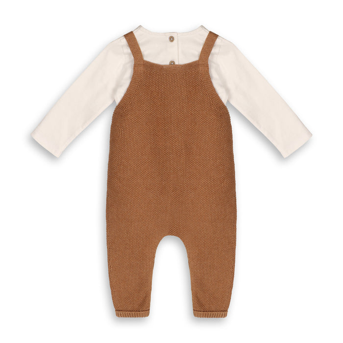 Chunky Sweater Knit Pocket Baby Overall & Bodysuit Set (Organic Cotton)
