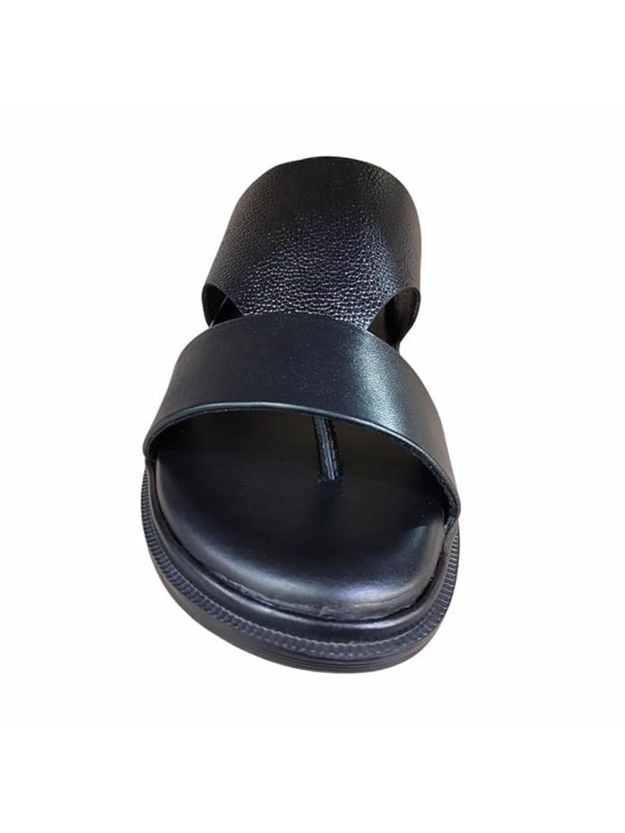 Shoe Bazar Black Genuine Leather Sandals for Men