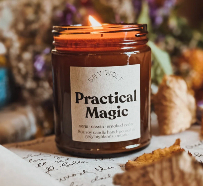 Shy Wolf Candles Practical Magic home candle with mystical design, perfect for creating a cozy and enchanting atmosphere.