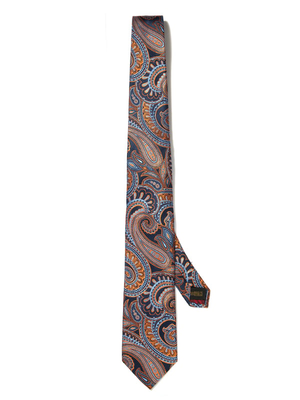 Torino All Over Dark Orange Silk Tie