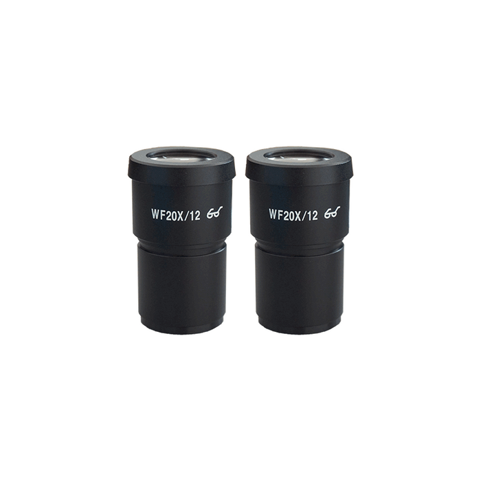 WF 20X Widefield Microscope Eyepieces, High Eyepoint, 30mm, FOV 12mm (Pair), SKU SZ05013611, three quarter front view