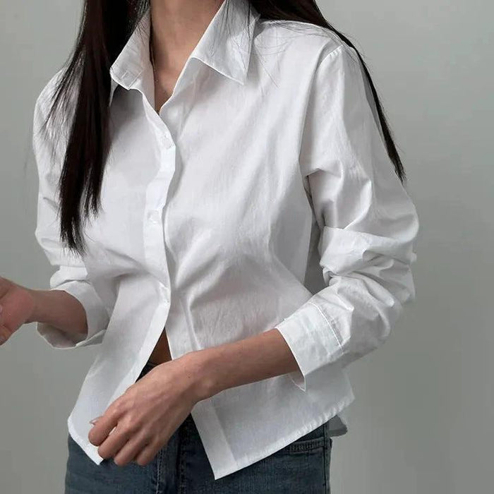 Women's Loose Fit Button Up Petite Shirt