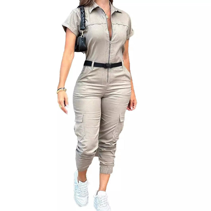 Women's Zippered Cargo Style Jumpsuit