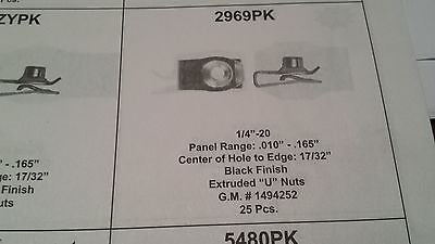 25 pack 1/4”-20 Panel Range: .010” - .165” Center of Hole to Edge G.M. # 1494252