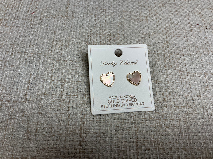 Opalite heart-shaped earrings by SM Style featuring translucent, glowing stones with silver hooks for elegant wear.