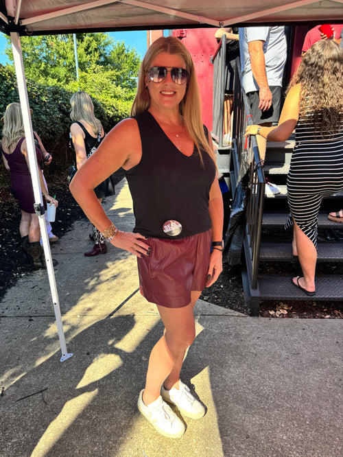 Garnet Cutie Pleather Shorts