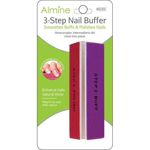 Almine 3 Step Nail Buffer, 1 Count, Purple & Red