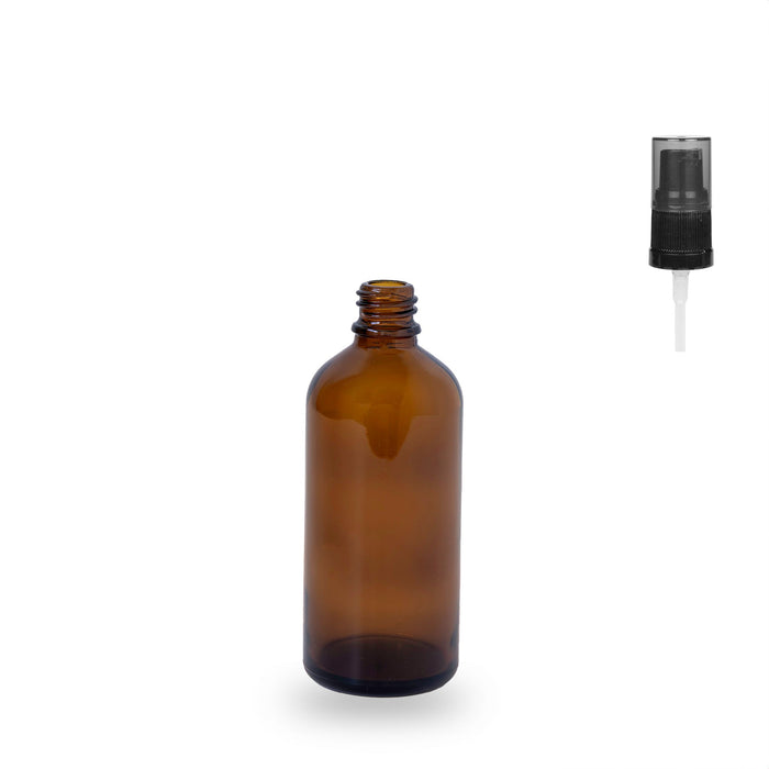 Amber Glass Bottle - (Serum / Gel Pump) - 100ml - 18mm