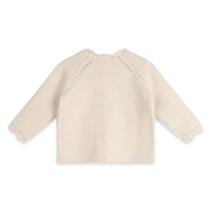 Organic Cotton Anna Crochet Flower Knit Baby Cardigan, Back