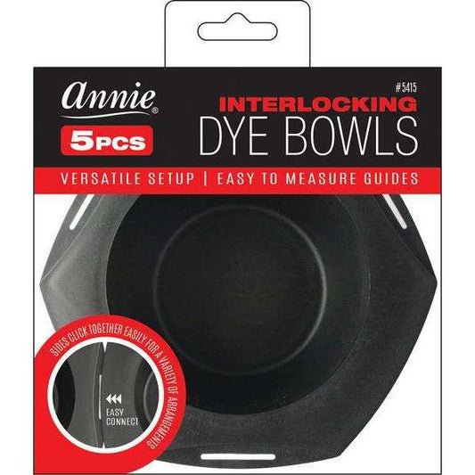 Annie Interlocking Dye Mixing Bowls, 5 Count, Black