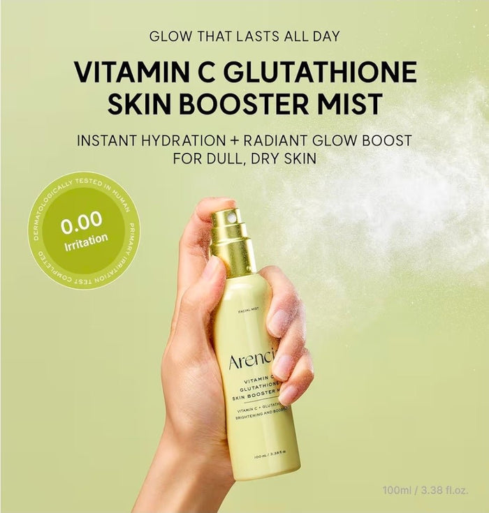 Arencia Vitamin C Glutathione Skin Booster Skin Mist 100ml بخاخ أرينسيا المعزز للبشرة بفيتامين سي والجلوتاثيون - Princess Cosmetics Qatar