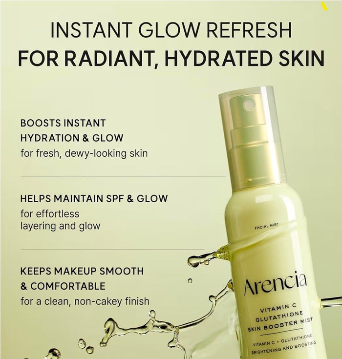Arencia Vitamin C Glutathione Skin Booster Skin Mist 100ml بخاخ أرينسيا المعزز للبشرة بفيتامين سي والجلوتاثيون - Princess Cosmetics Qatar