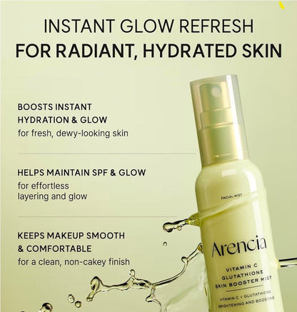 Arencia Vitamin C Glutathione Skin Booster Skin Mist 100ml بخاخ أرينسيا المعزز للبشرة بفيتامين سي والجلوتاثيون - Princess Cosmetics Qatar