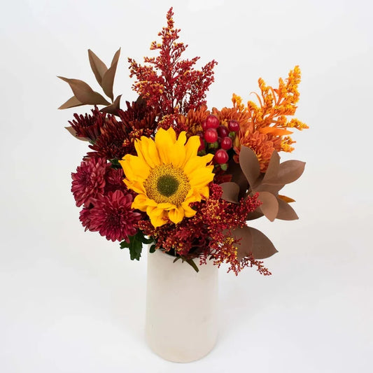 Autumn Hayride Bronzed Orange Flower Bunch in Vase