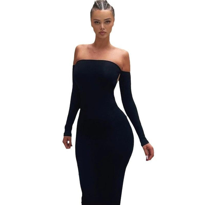 Backless Long Sleeve Tube Top Dress