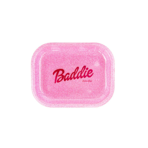 Golden Gems Baddie acrylic tray with clear, shiny surface and stylish design, perfect for organizing or displaying small items.