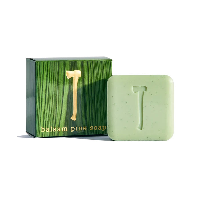 Kalastyle Soap Co. Balsam Pine bar soap with a natural pine scent, showing a rectangular soap bar with pine needle decorations.