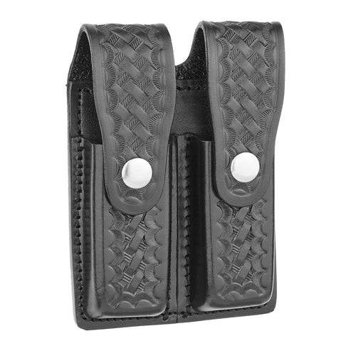 Basketweave Leather Double Magazine Holder for 9mm, .40, .45