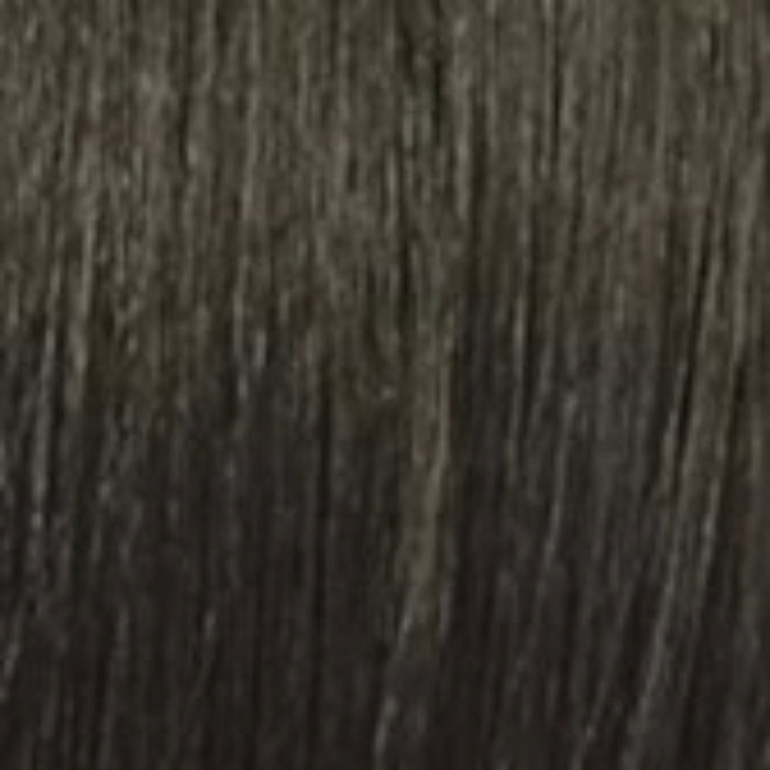 Close up of smooth straight dark brown wig hair showing natural center part and texture Bff Part Lace Lilia wig