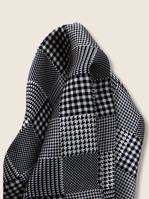Black And White Checks Silk Pocket Square