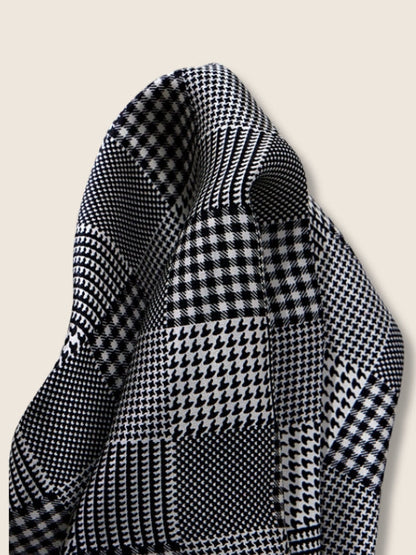 Black And White Checks Silk Pocket Square