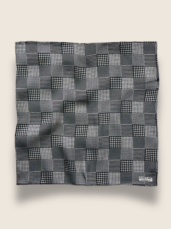 Black And White Checks Silk Pocket Square