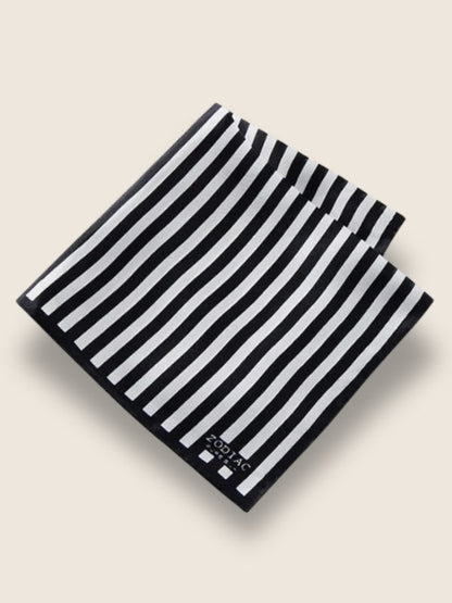 Black And White Striped Silk Pocket Square