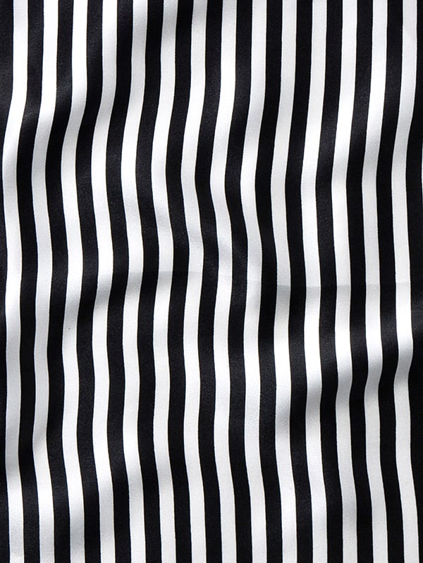 Black And White Striped Silk Pocket Square