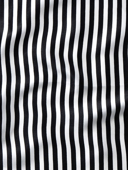 Black And White Striped Silk Pocket Square