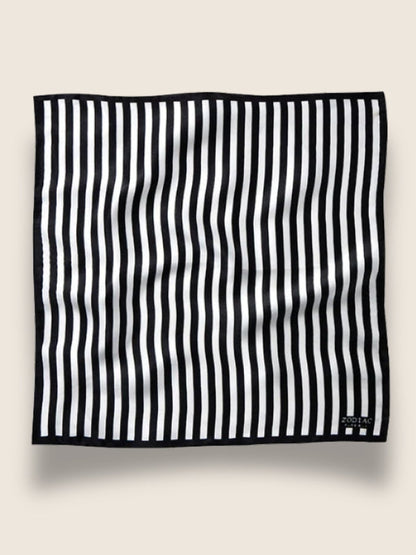 Black And White Striped Silk Pocket Square