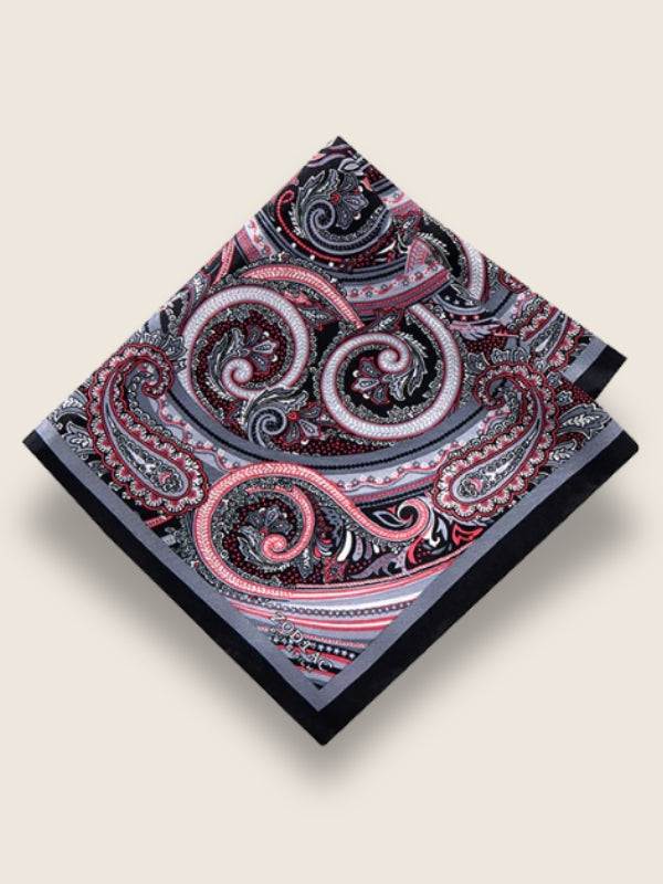 Black Paisley Silk Pocket Square