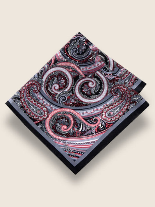 Black Paisley Silk Pocket Square